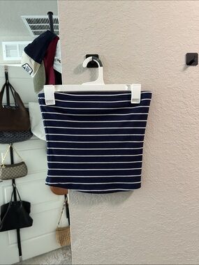 Striped Navy Blue Tube Skirt - Women's Casual Skirt